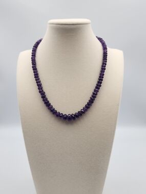 Statement Amethyst Beaded Necklace - Purple
